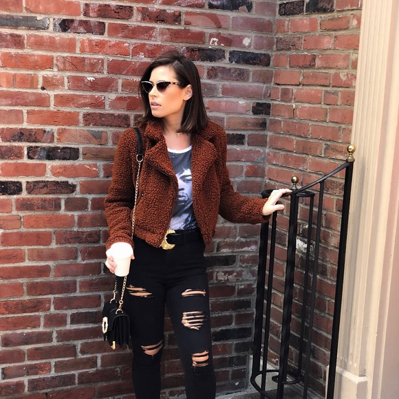 Last✨🆕Hampton Brown Teddy Biker Jacket - Picture 4 of 8